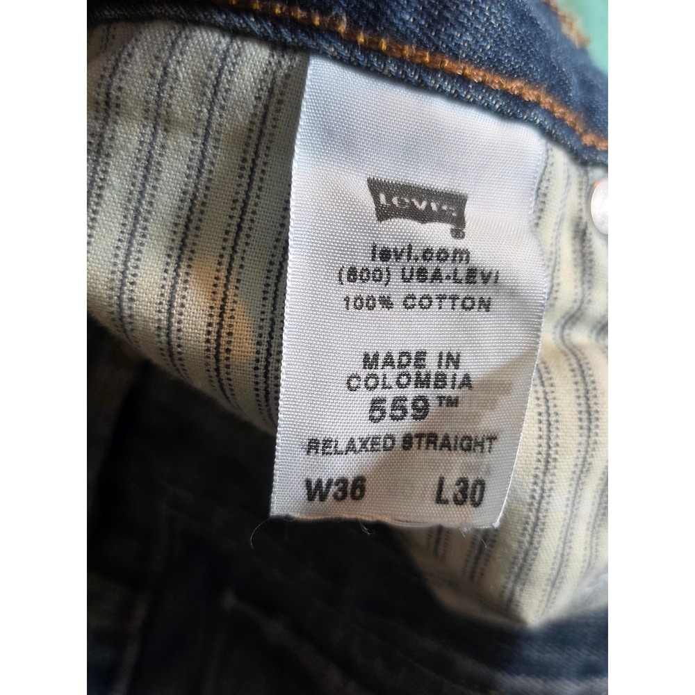 Levis 559 Relaxed Straight Jeans Mens‎ 36x30 Blue Denim Medium Wash 100% Cotton - Picture 4 of 8